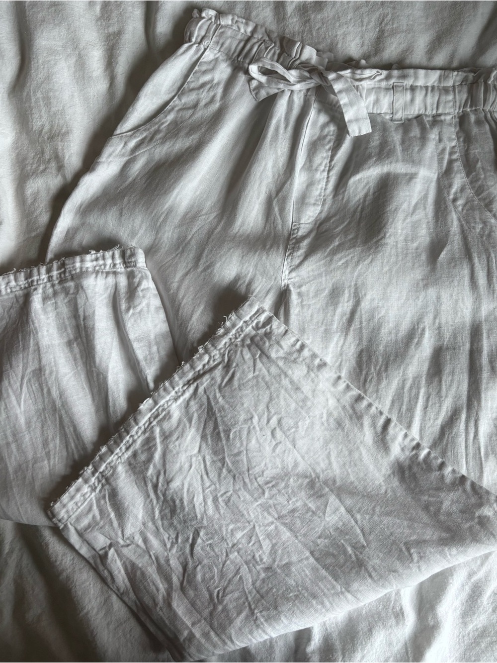 Cloth & stone White Drawstring Linen-Blend Joggers sz small